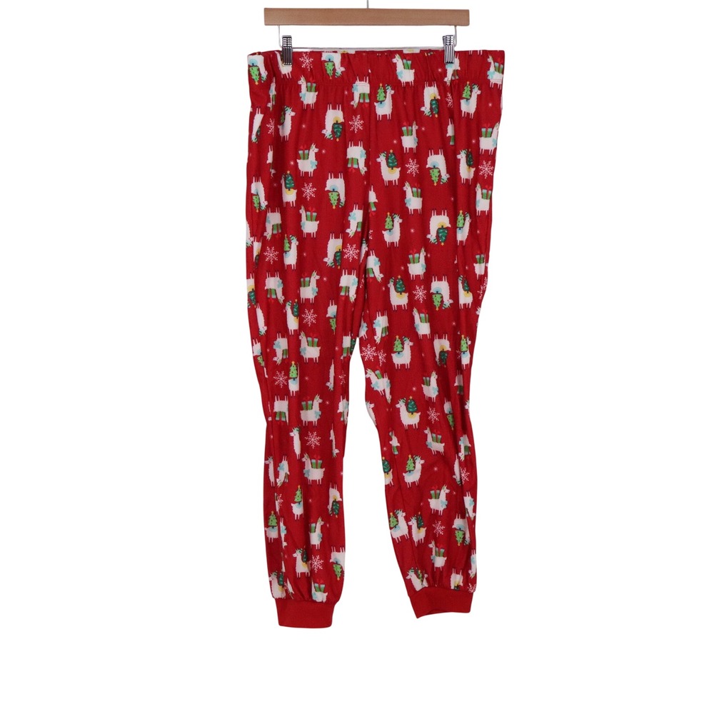Wondershop Pajama Pants Women L Christmas Llama Red Fleece Jogger Excellent